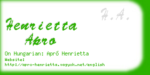 henrietta apro business card