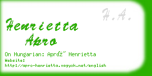 henrietta apro business card